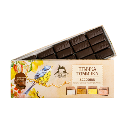 Конфеты Птичка Томичка ассорти в темном шоколаде 300г