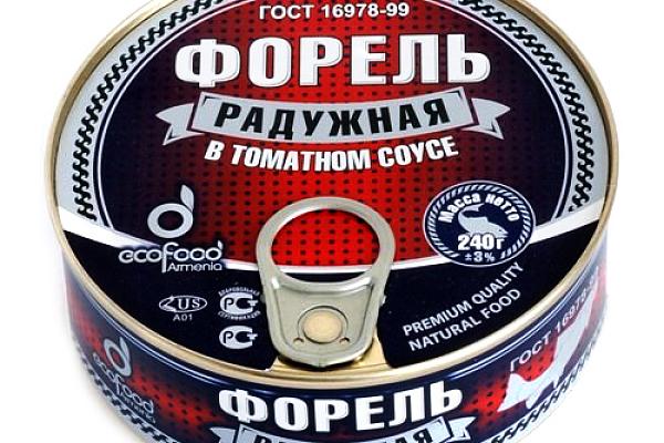 Форель радужная Ecofood в томатном соусе 240 г в интернет-магазине продуктов с Преображенского рынка Apeti.ru