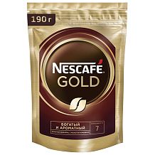 Кофе Nescafe Gold растворимый сублимированный 190 г, м/у