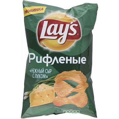 Чипсы Lays нежный сыр с луком рифленые 150 г