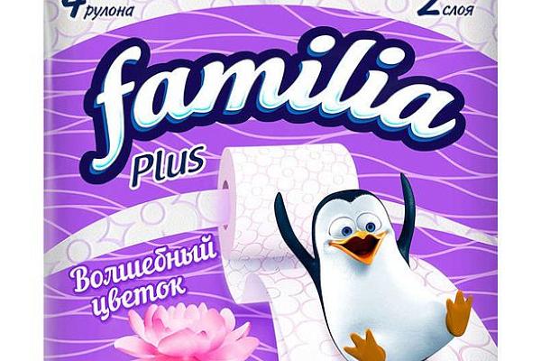  Туалетная бумага Familia Plus двухслойная волшебный цветок 4 шт в интернет-магазине продуктов с Преображенского рынка Apeti.ru