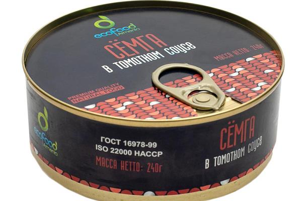  Семга EcoFood в томатном соусе 240 г в интернет-магазине продуктов с Преображенского рынка Apeti.ru
