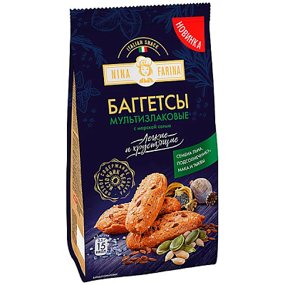 Баггетсы Nina Farina мультизлаковые с морской солью 65 г