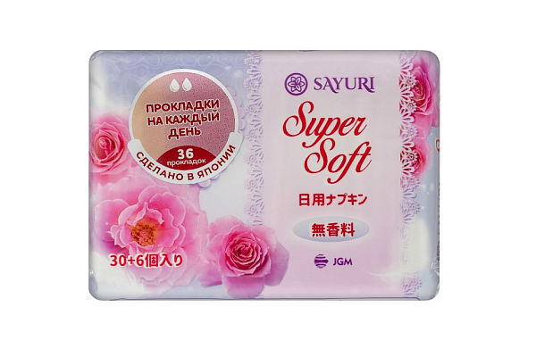  Прокладки гигиенические SAYURI Super soft ежедневные 36 шт в интернет-магазине продуктов с Преображенского рынка Apeti.ru