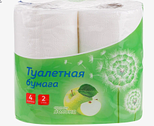 Туалетная бумага OfficeClean Яблоко двухслойная 4 шт