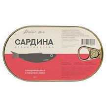Сардина натуральная в томатном соусе Рыбное меню 175г