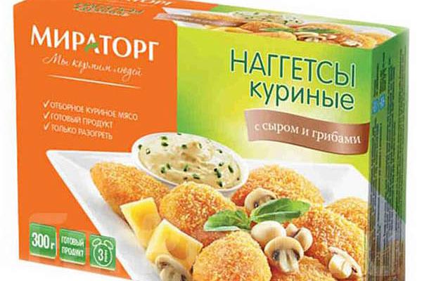  Наггетсы Мираторг куриные с сыром и грибами замороженные 300 г в интернет-магазине продуктов с Преображенского рынка Apeti.ru