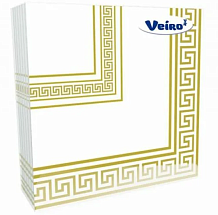 Салфетки бумажные VEIRO трехслойные 33x33 Эллада белая 20 шт 