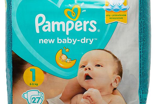  Подгузники Pampers new baby dry 1 2-5 кг 27 шт в интернет-магазине продуктов с Преображенского рынка Apeti.ru