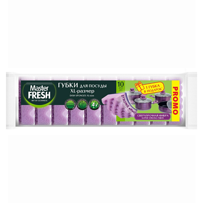 Губки для мытья посуды Master FRESH XL-размер STRONG effect 9+1 губка В ПОДАРОК, 10шт в Apeti.ru Губки для мытья посуды Master FRESH XL-размер STRONG effect 9+1 губка В ПОДАРОК, 10шт в интернет-магазине свежих фермерских продуктов Apeti.ru