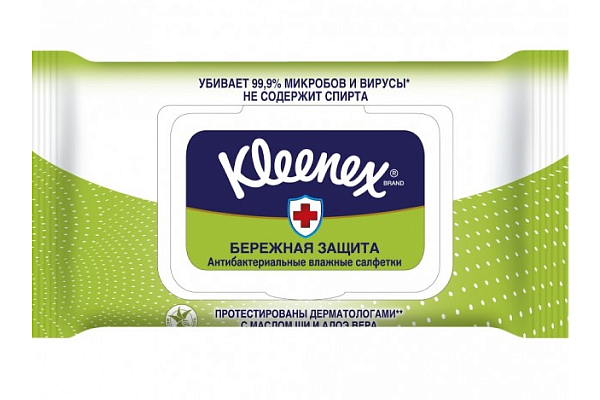 Салфетки влажные Kleenex антибактериальные (семейные) 40 шт в интернет-магазине продуктов с Преображенского рынка Apeti.ru