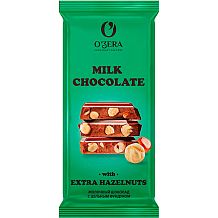 Шоколад O'Zera молочный с цельным фундуком 90 г