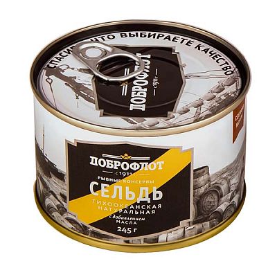 Сельдь тихоокеанская Доброфлот натуральная с добавлением масла 245 г