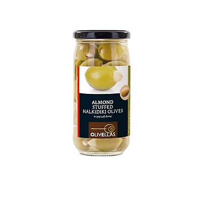 Оливки фаршированные миндалем Olivellas,colossal ст 370 г