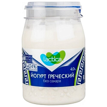 Йогурт Lactica греческий без сахара 4% 190 г пл/б БЗМЖ