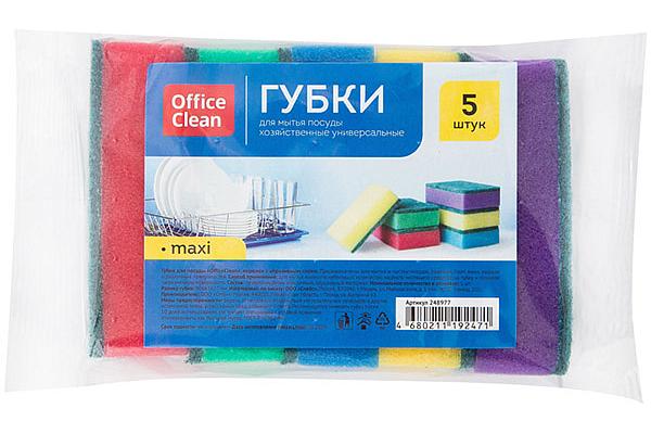  Губки для посуды OfficeClean Maxi с абразивным слоем 5 шт в интернет-магазине продуктов с Преображенского рынка Apeti.ru