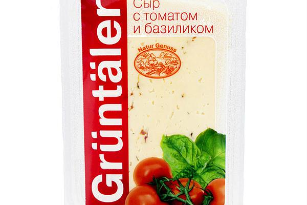  Сыр Gruntaler с томатом и базиликом 50% нарезка 150 г в интернет-магазине продуктов с Преображенского рынка Apeti.ru