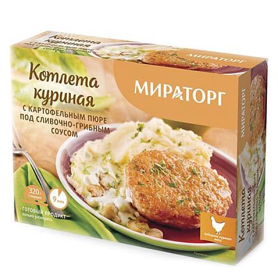 Котлета куриная Мираторг с картофельным пюре под сливочно-грибным соусом, 320 г 