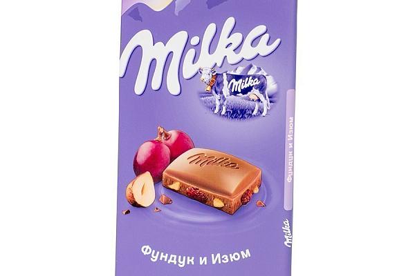  Шоколад Milka молочный с изюмом и фундуком 90 г в интернет-магазине продуктов с Преображенского рынка Apeti.ru