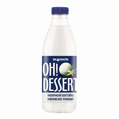 Коктейль молочный Пломбир Экомилк Oh!Dessert 2% 900мл ПЭТ