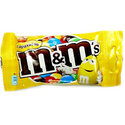 Драже M&M's с арахисом и молочным шоколадом 45 г