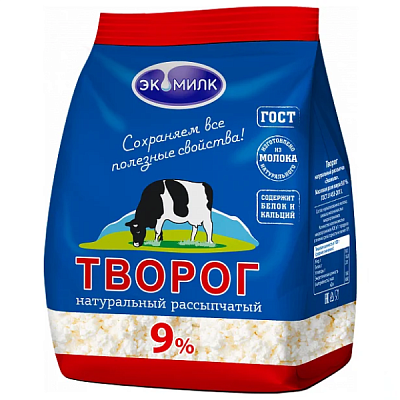 Творог Экомилк рассыпчатый 9% БЗМЖ 350г в Apeti.ru Творог Экомилк рассыпчатый 9% БЗМЖ 350г в интернет-магазине свежих фермерских продуктов Apeti.ru
