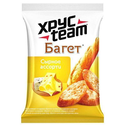 Сухарики Хрусteam Багет сырное ассорти 60 г