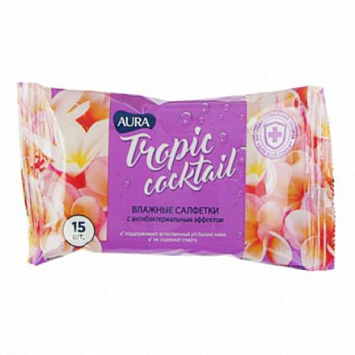 Салфетки влажные Tropic Cocktail  с антибактериальным эффектом 5 шт