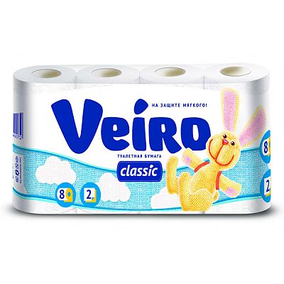 Туалетная бумага Veiro Classic двухслойная 8 шт