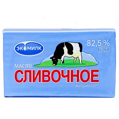  Масло сливочное Экомилк в/с 82,5% БЗМЖ 180 г  в интернет-магазине свежих фермерских продуктов Apeti.ru