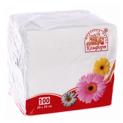  Салфетки бумажные Семья и Комфорт 24*24 100 шт в интернет-магазине свежих фермерских продуктов Apeti.ru