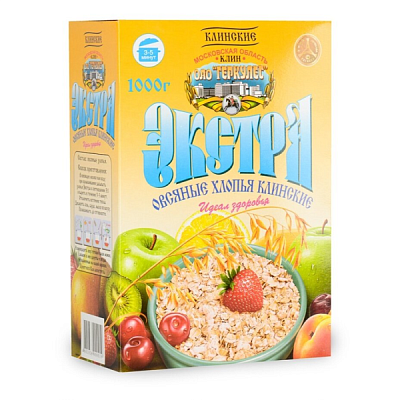 Хлопья овсяные Клинские Экстра 1 кг
