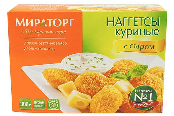  Наггетсы Мираторг куриные с сыром замороженные 300 г  в интернет-магазине продуктов с Преображенского рынка Apeti.ru