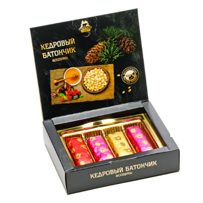 Конфеты Кедровый батончик в натуральном шоколаде ассорти (классика/земляника/малина/клюква) 80г