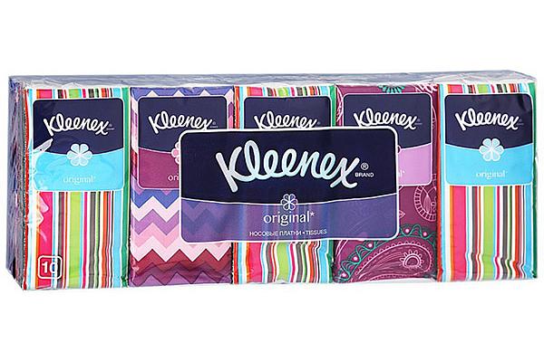  Платочки носовые Kleenex Original трехслойные 10 шт в интернет-магазине продуктов с Преображенского рынка Apeti.ru
