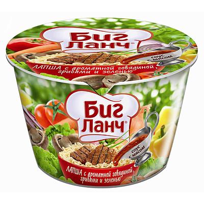  Лапша быстрого приготовления Биг Ланч с говядиной, грибами и зеленью 90 г в интернет-магазине свежих фермерских продуктов Apeti.ru