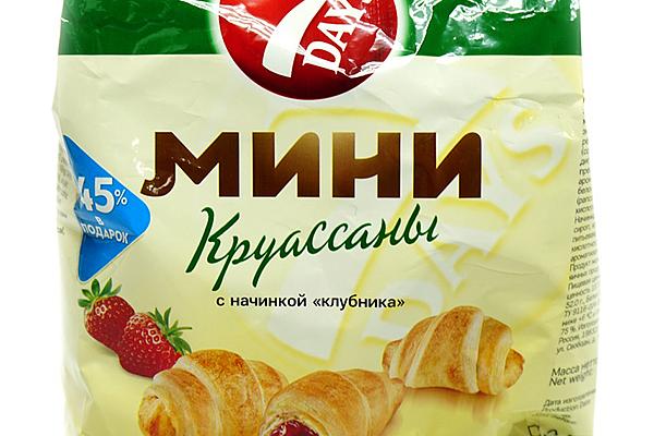  Круассаны мини клубника 7 Days 105 г в интернет-магазине продуктов с Преображенского рынка Apeti.ru