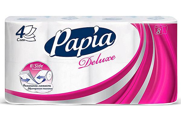  Туалетная бумага Papia четырехслойная Deluxe 8 шт в интернет-магазине продуктов с Преображенского рынка Apeti.ru