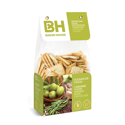 Хлебцы итальянские с розмарином, чесноком 250г Baker House