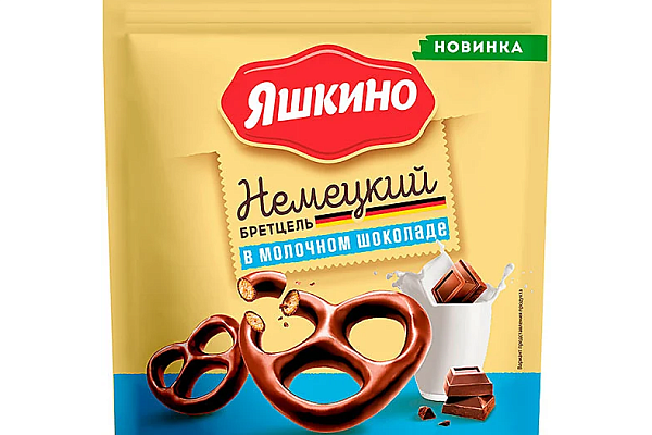  Крендельки Яшкино Немецкий бретцель в молочном шоколаде 90 г в интернет-магазине продуктов с Преображенского рынка Apeti.ru