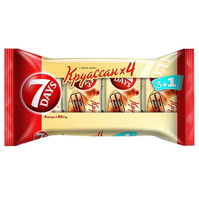 Круассаны миди с кремом какао 7 Days, 3+1, 65 г