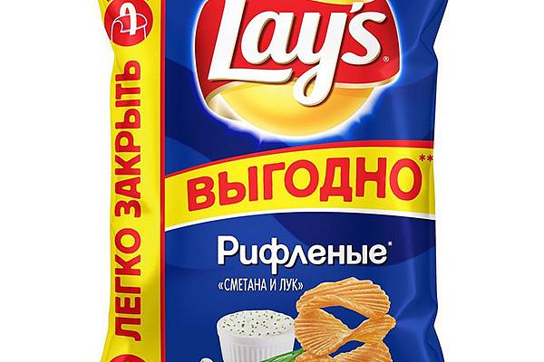  Чипсы Lays сметана лук рифленые 225 г в интернет-магазине продуктов с Преображенского рынка Apeti.ru