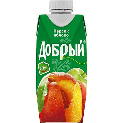 Нектар Добрый персик яблоко 0,33 л