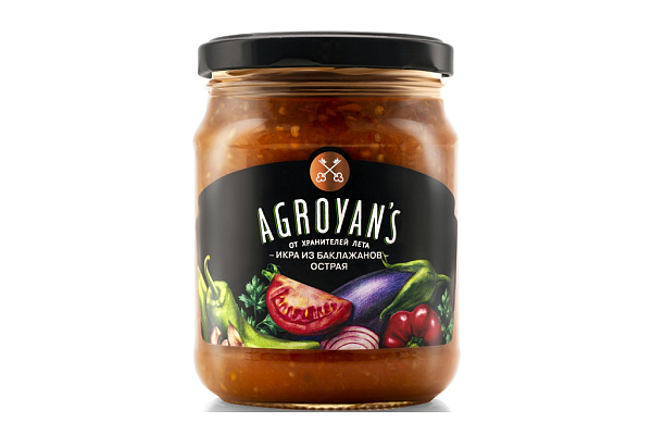  Икра из баклажанов острая Agroyans 530г в интернет-магазине продуктов с Преображенского рынка Apeti.ru