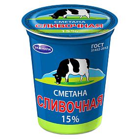  Сметана Экомилк сливочная 15% 300 г в интернет-магазине свежих фермерских продуктов Apeti.ru