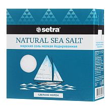 Соль морская Setra мелкая йодированная 500 г