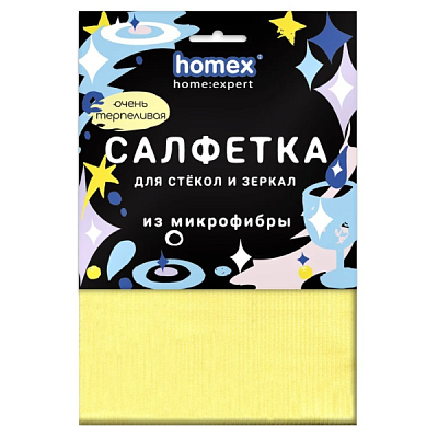  Салфетка HOMEX из микрофибры для стекол и зеркал 30х30 см Очень Терпеливая в интернет-магазине свежих фермерских продуктов Apeti.ru