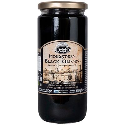 Маслины Delphi с косточкой в рассоле монастырские 480 г