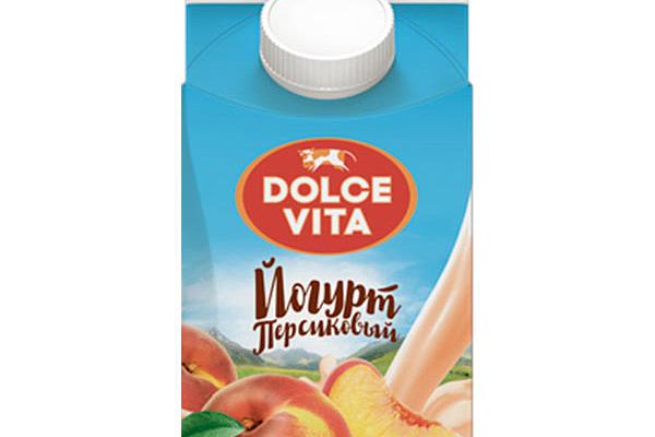  Йогурт Dolce Vita персик 2,5% 450 г в интернет-магазине продуктов с Преображенского рынка Apeti.ru