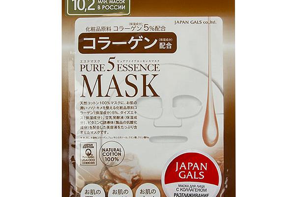  Маска для лица Japan Gals Pure 5 Essense с коллагеном 1 шт в интернет-магазине продуктов с Преображенского рынка Apeti.ru